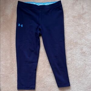 Under Armour Blue Leggings Tapered Design Elastic Cuffs